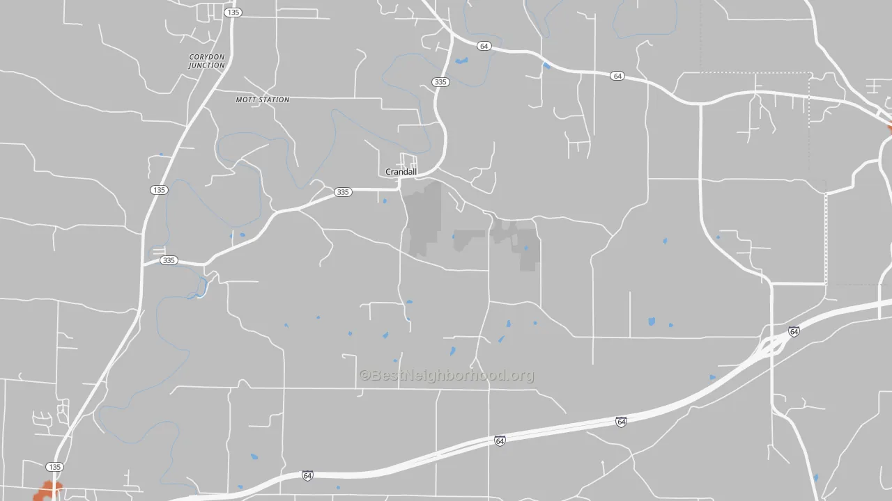 Bike Grade map of Crandall, IN
