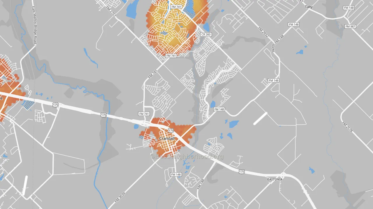Bike Grade map of Crandall, TX