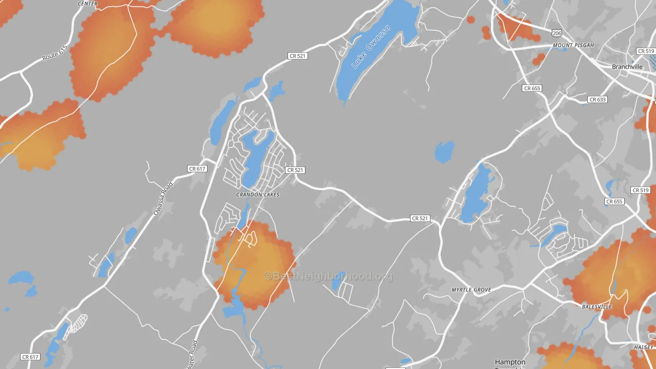 Bike Grade map of Crandon Lakes, NJ