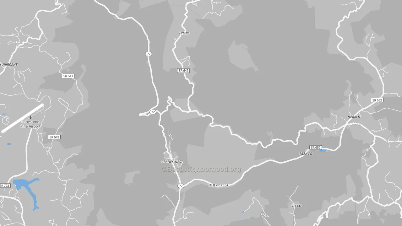 Bike Grade map of Cranes Nest, VA