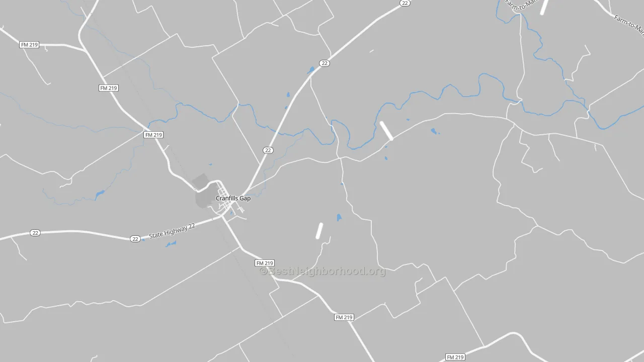 Bike Grade map of Cranfills Gap, TX