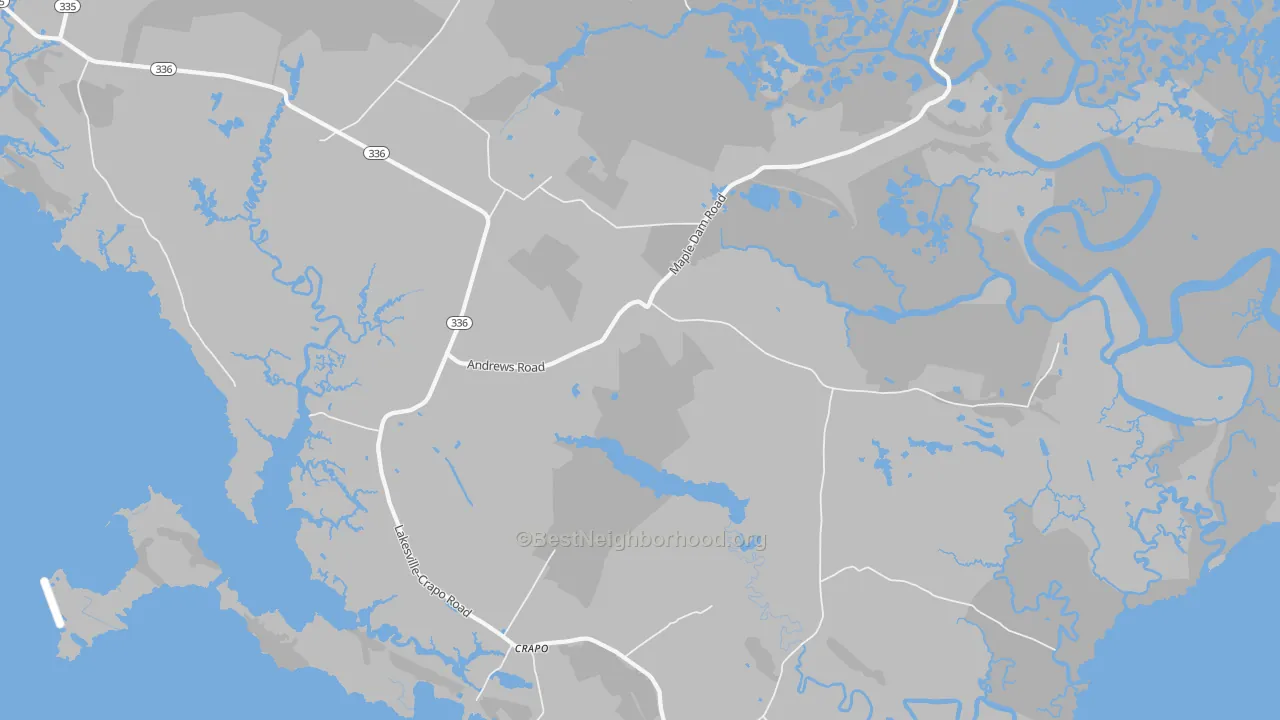 Bike Grade map of Crapo, MD