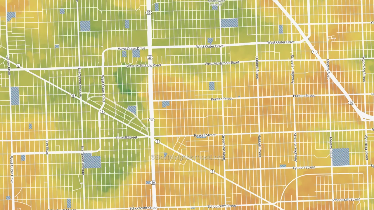 Bike Grade map of Crary-St Marys, Detroit, MI