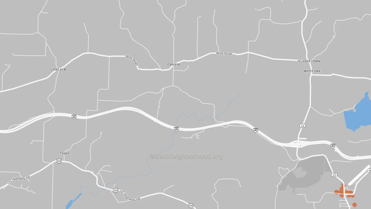 Bike Grade map of Cravens, AR