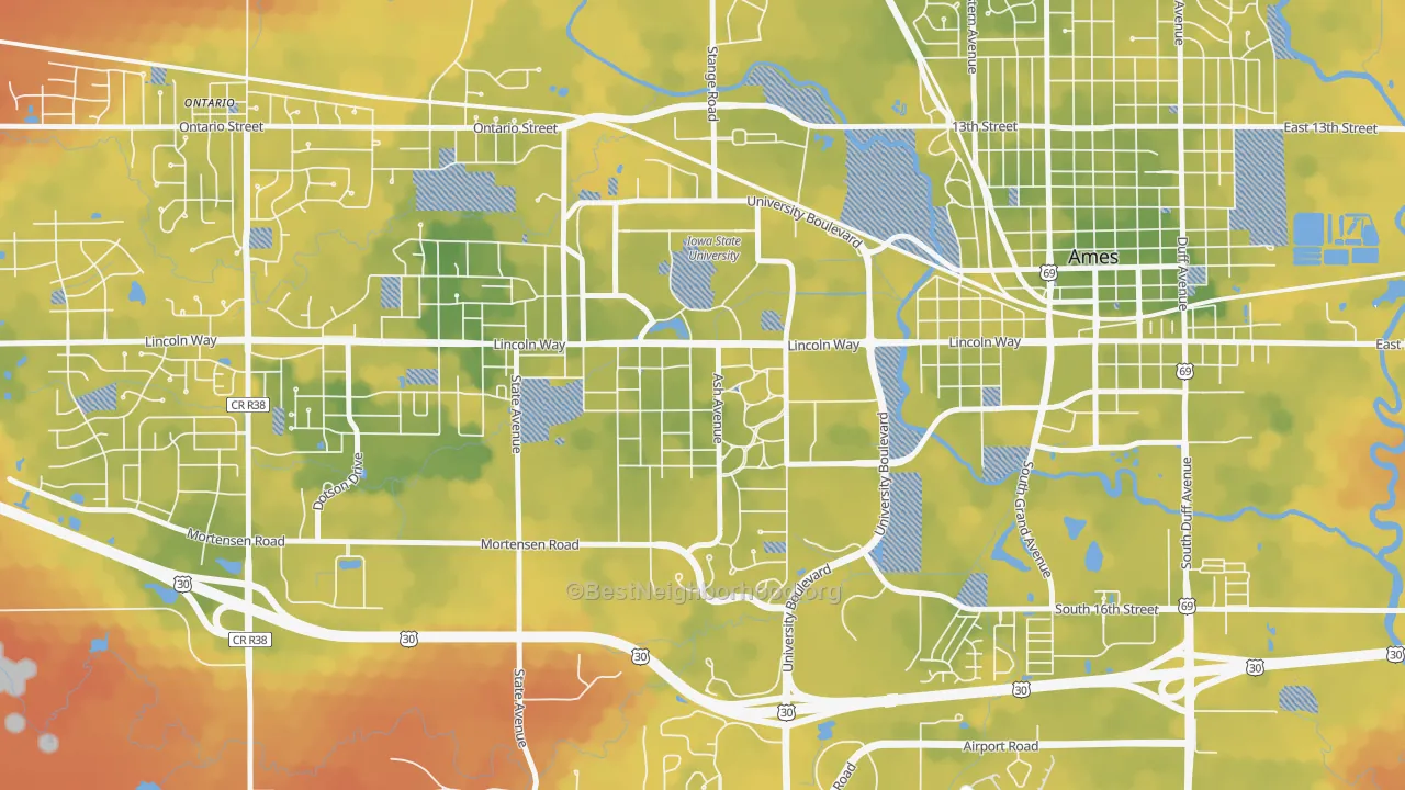 Bike Grade map of Crawford, Ames, IA