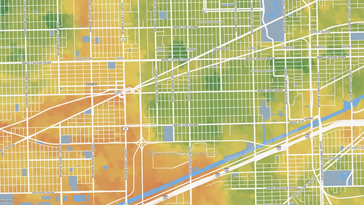 Bike Grade map of Crawford, Chicago, IL
