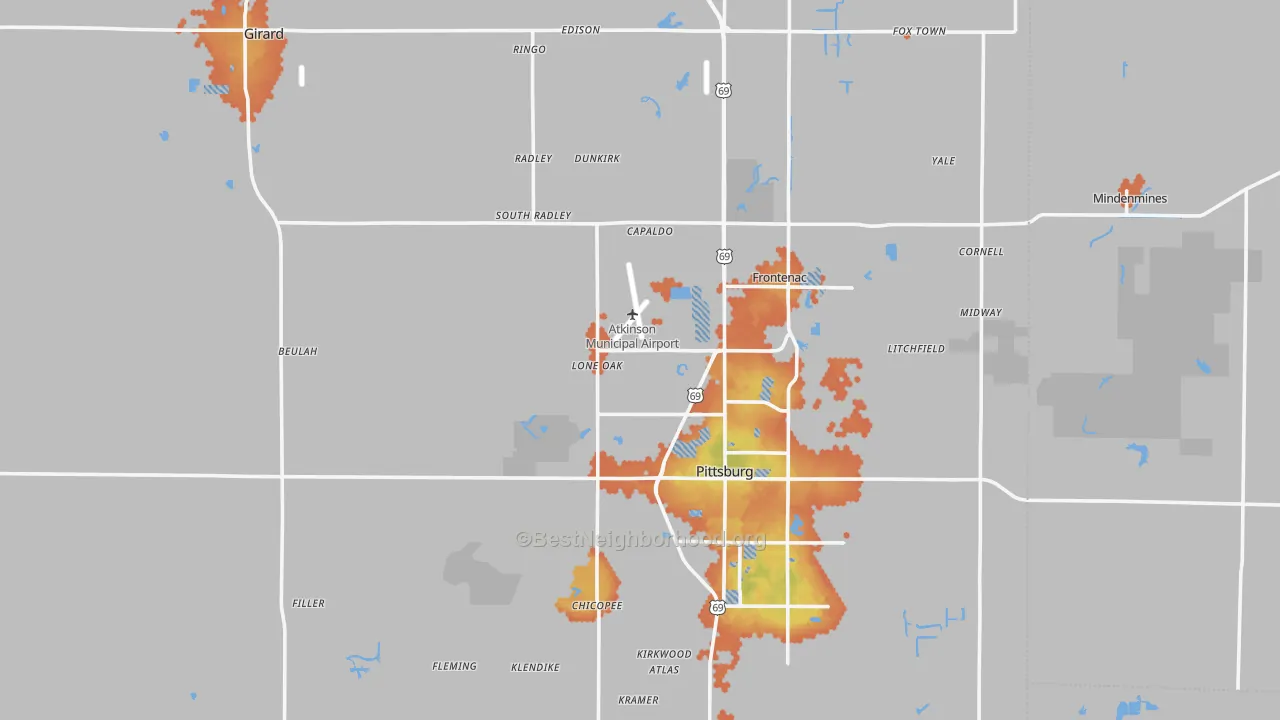 Bike Grade map of Crawford County, KS