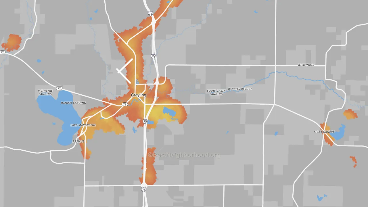Bike Grade map of Crawford County, MI