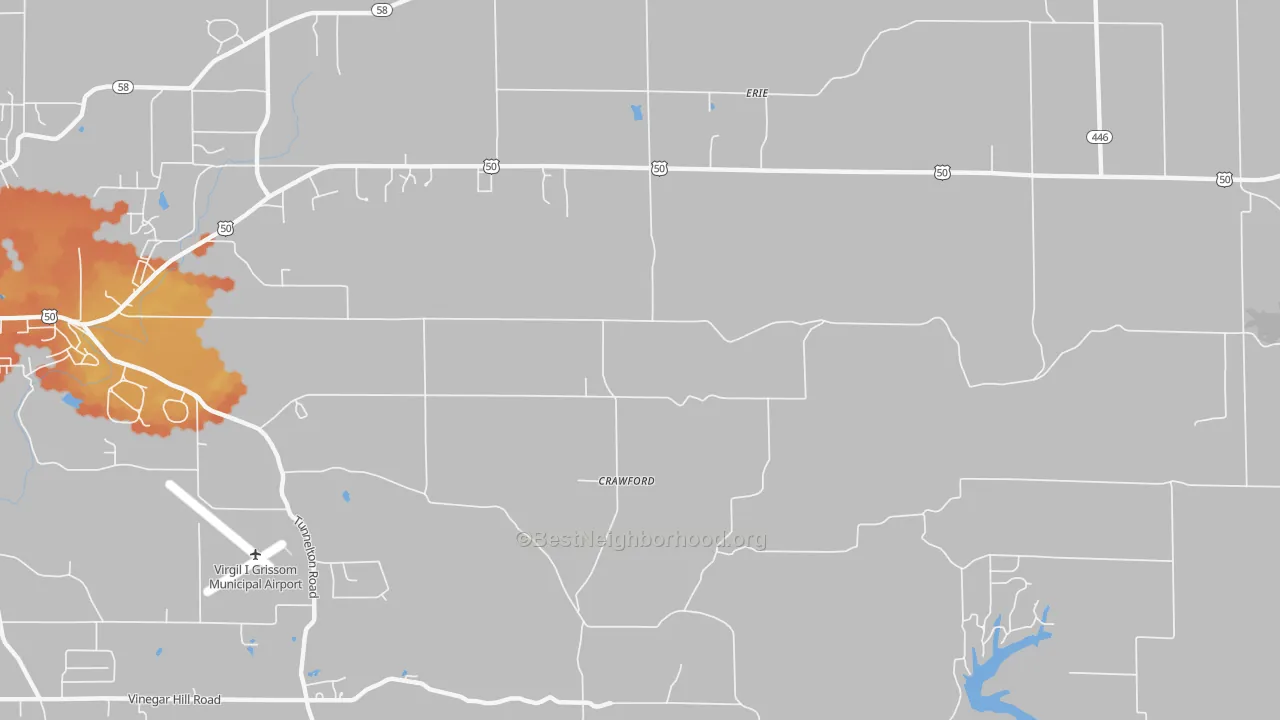 Bike Grade map of Crawford, IN