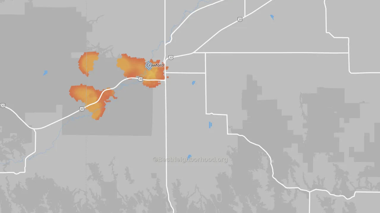 Bike Grade map of Crawford, NE