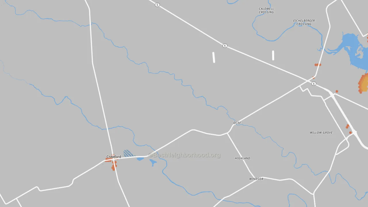 Bike Grade map of Crawford, TX