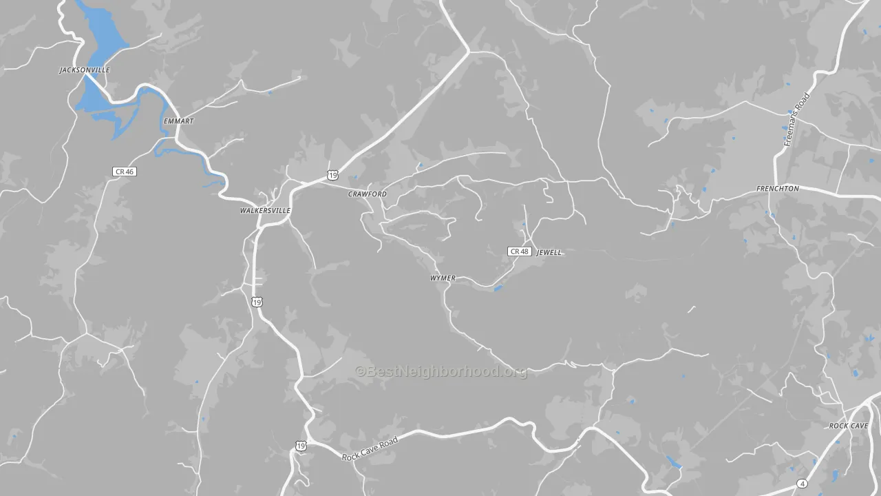 Bike Grade map of Crawford, WV