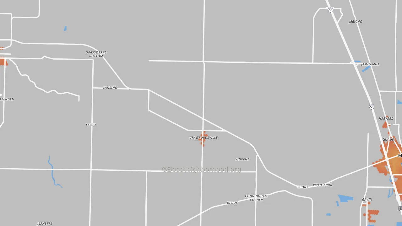 Bike Grade map of Crawfordsville, AR