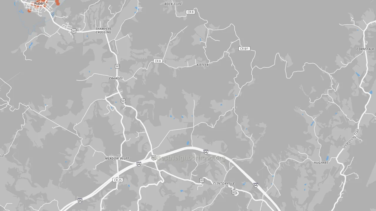 Bike Grade map of Crawley, WV