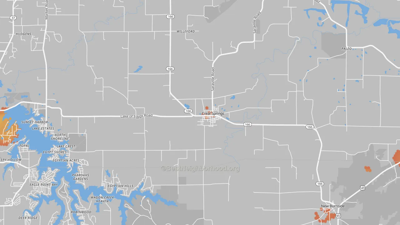 Bike Grade map of Creal Springs, IL