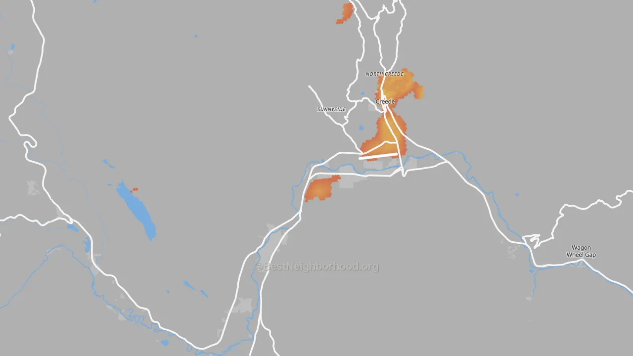 Bike Grade map of Creede, CO