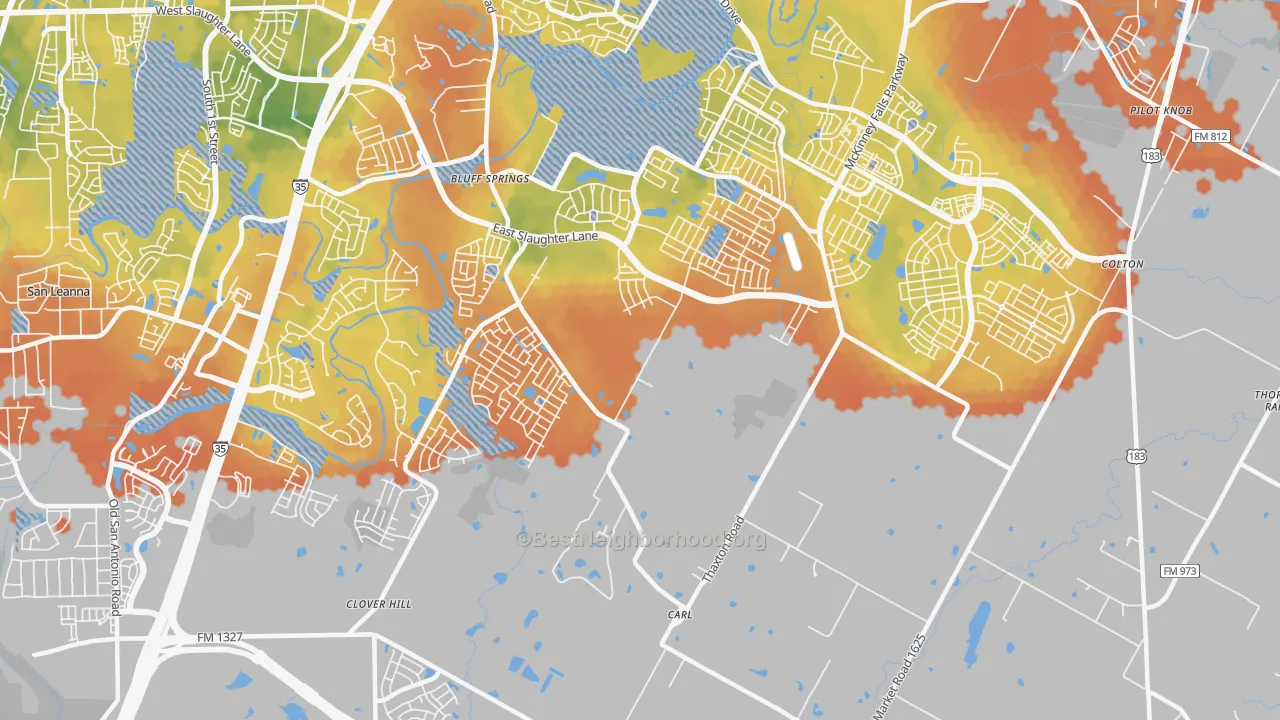 Bike Grade map of Creedmoor, TX
