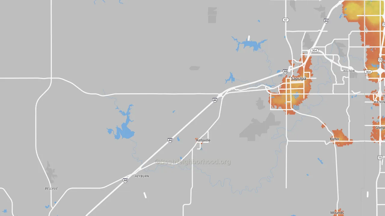 Bike Grade map of Creek County, OK