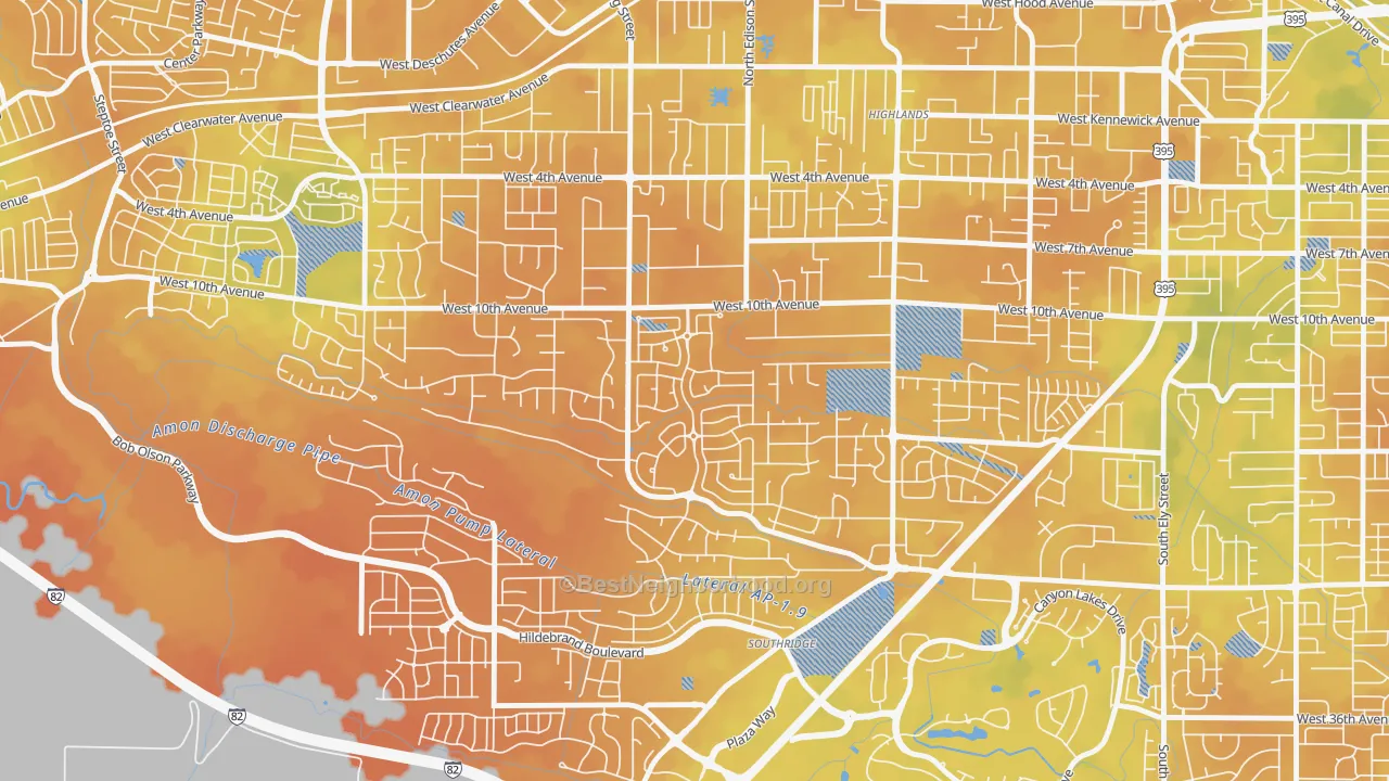 Bike Grade map of Creekstone, Kennewick, WA