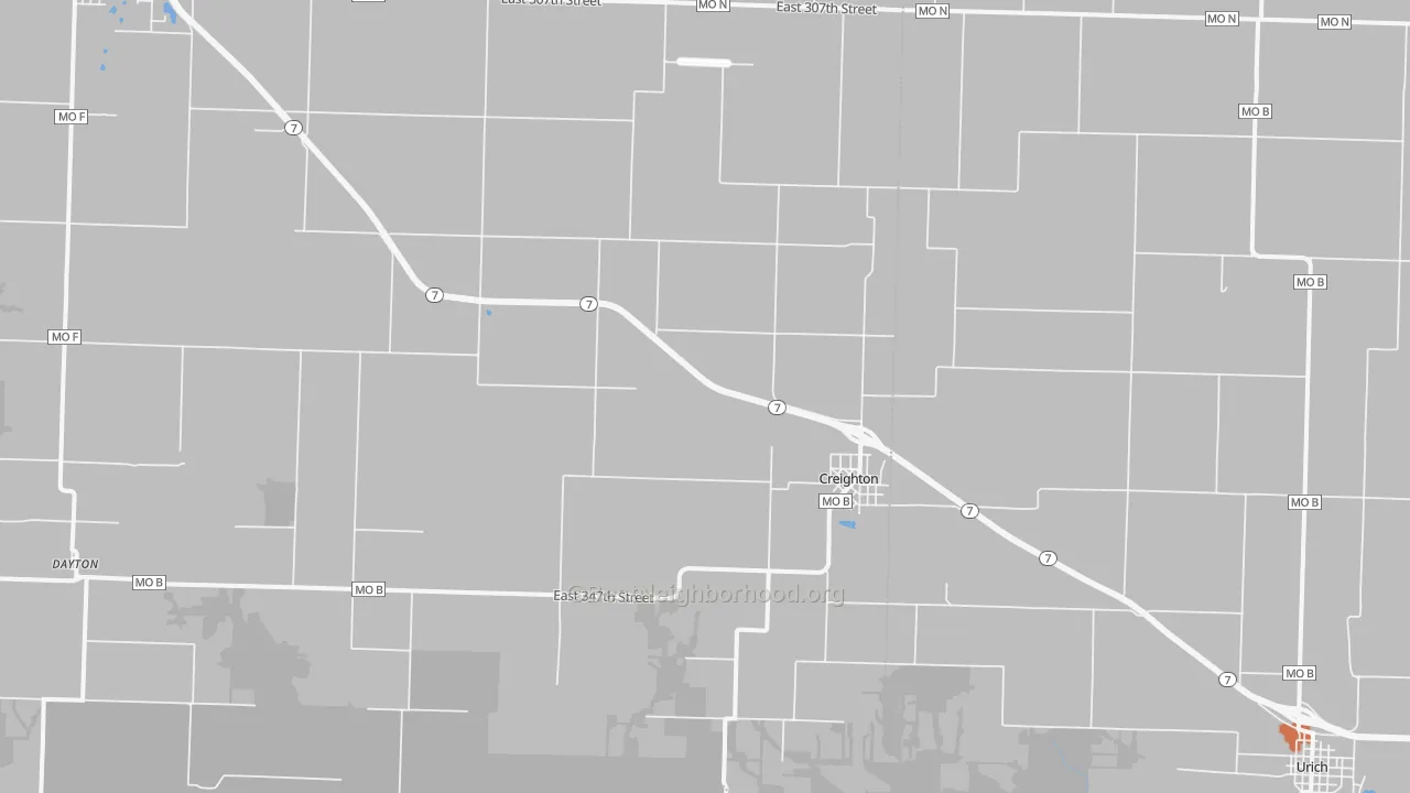 Bike Grade map of Creighton, MO