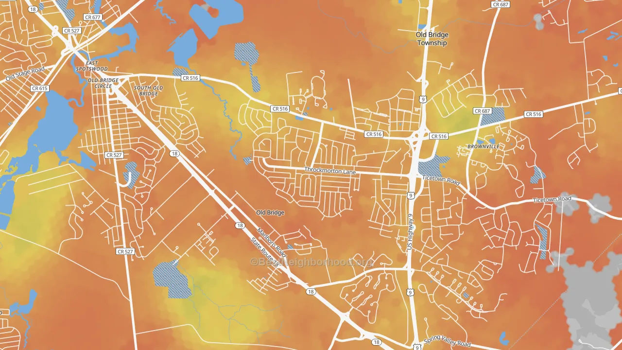 Bike Grade map of Creighton Village, Old Bridge, NJ