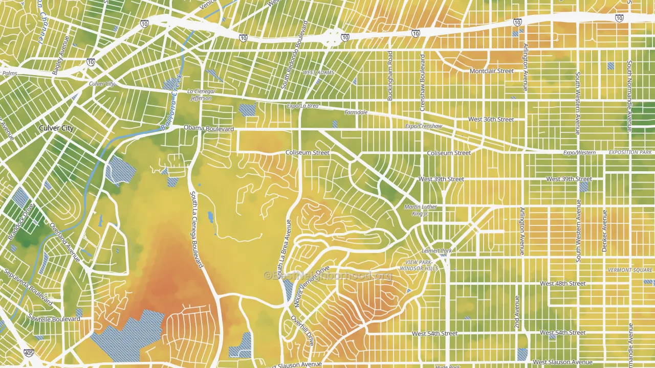 Bike Grade map of Crenshaw, Los Angeles, CA