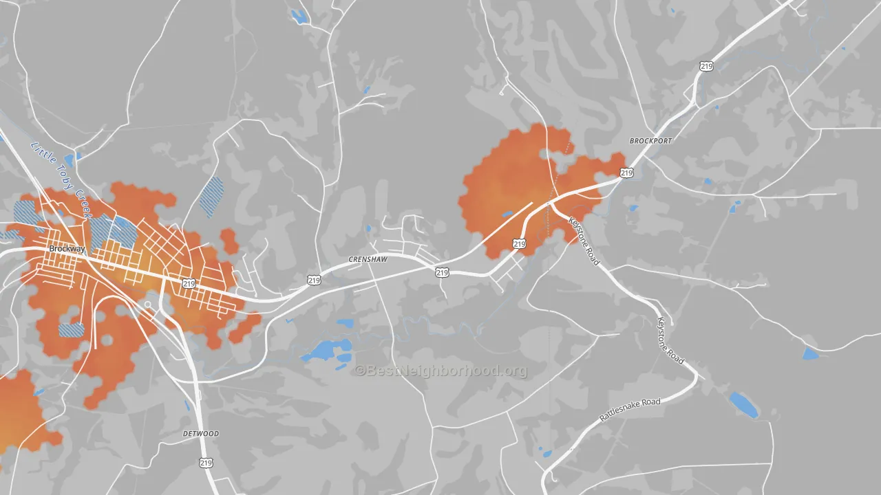 Bike Grade map of Crenshaw, PA
