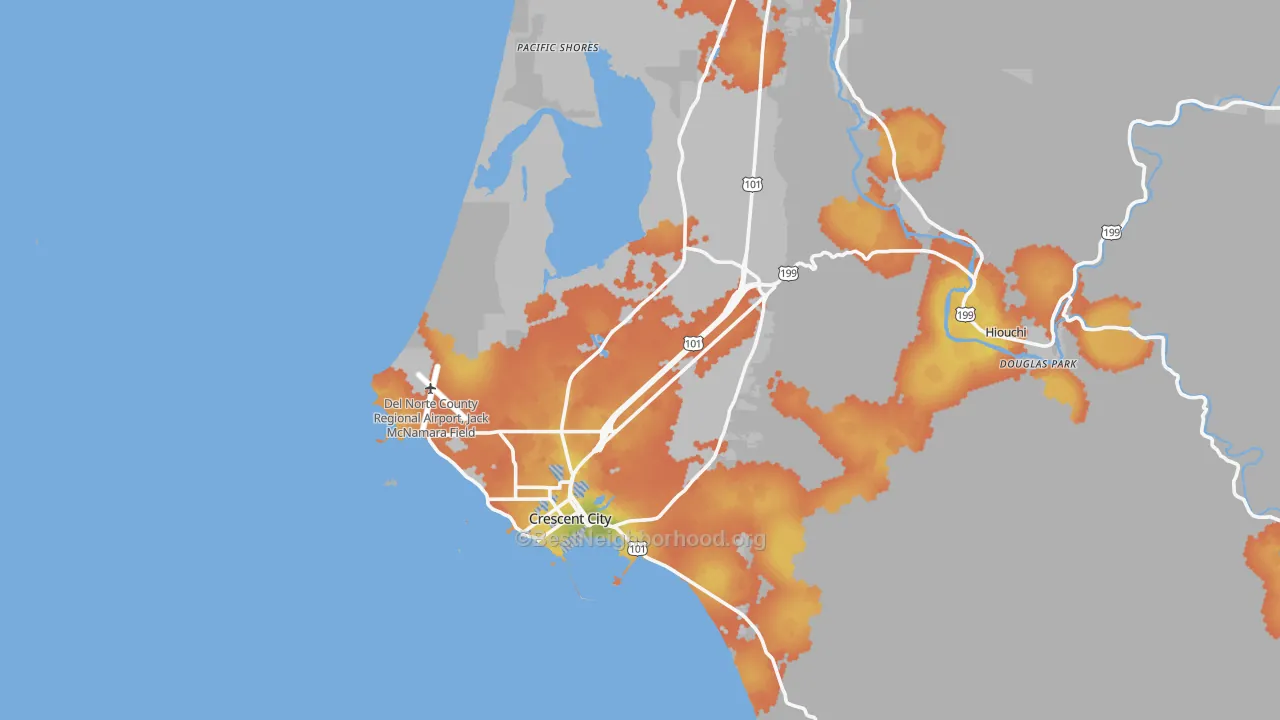 Bike Grade map of Crescent City, CA
