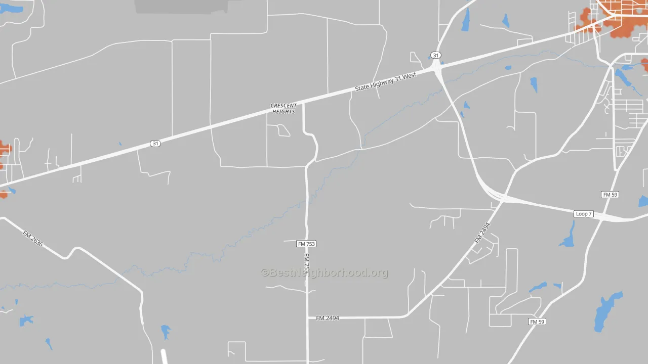 Bike Grade map of Crescent Heights, TX