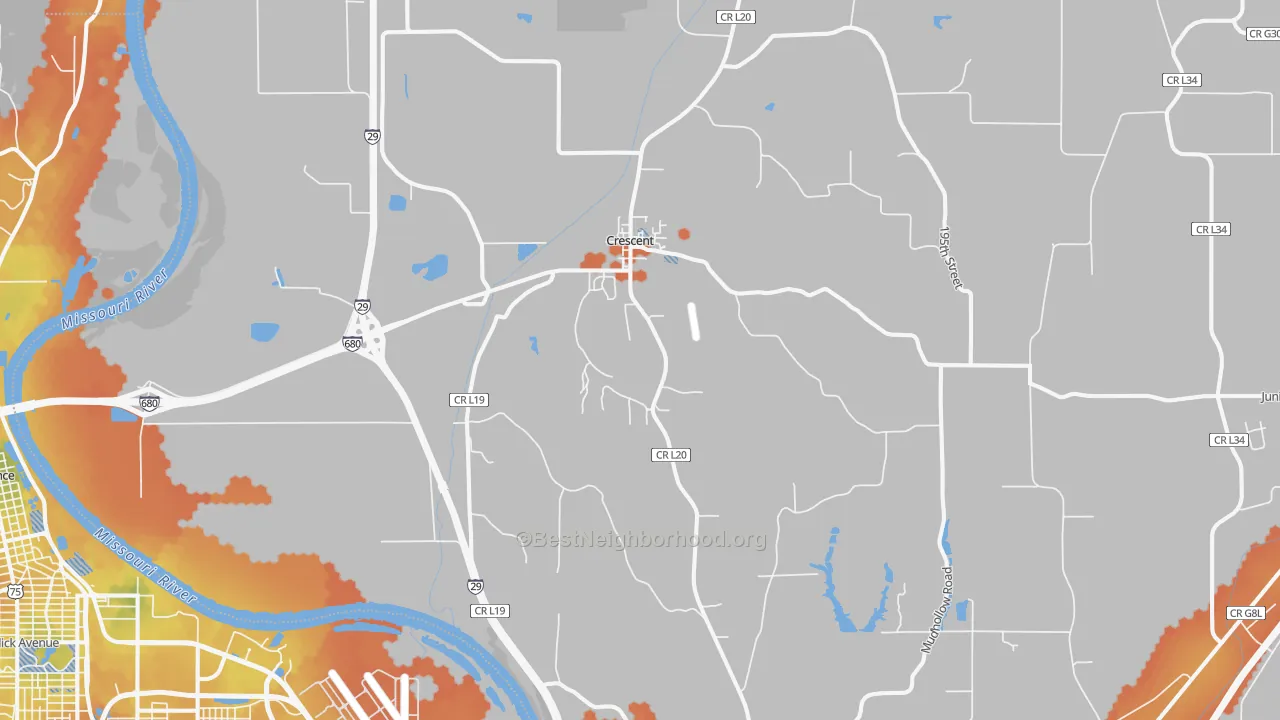 Bike Grade map of Crescent, IA
