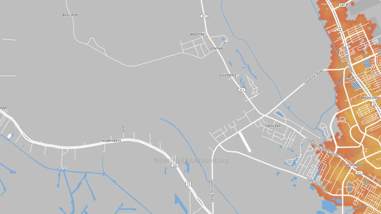 Bike Grade map of Crescent, LA