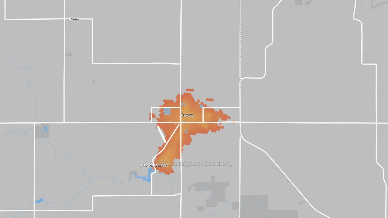 Bike Grade map of Cresco, IA