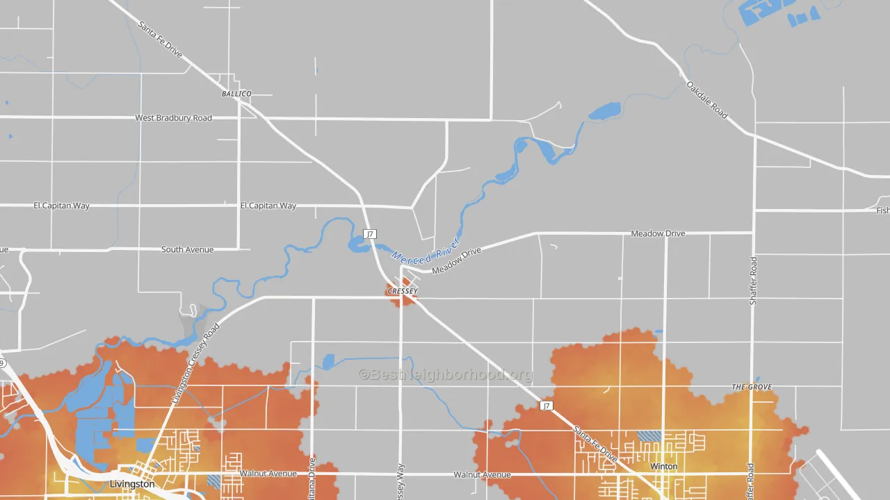 Bike Grade map of Cressey, CA