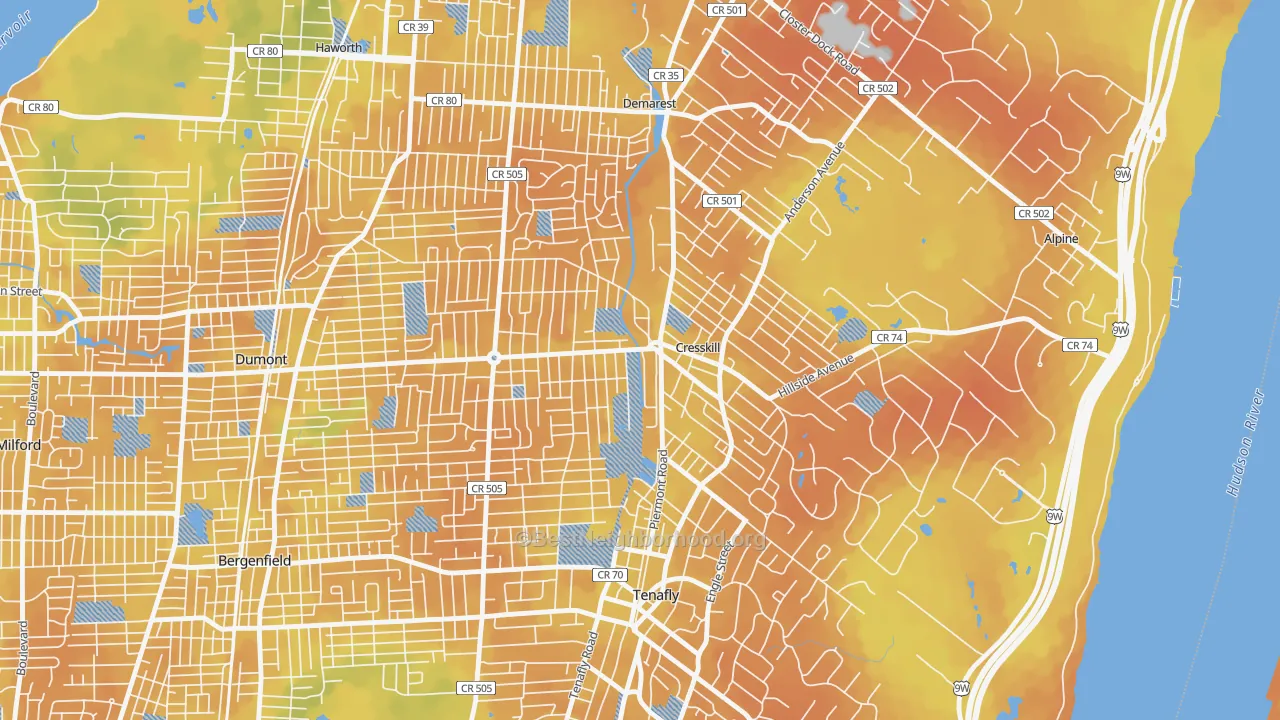 Bike Grade map of Cresskill, NJ
