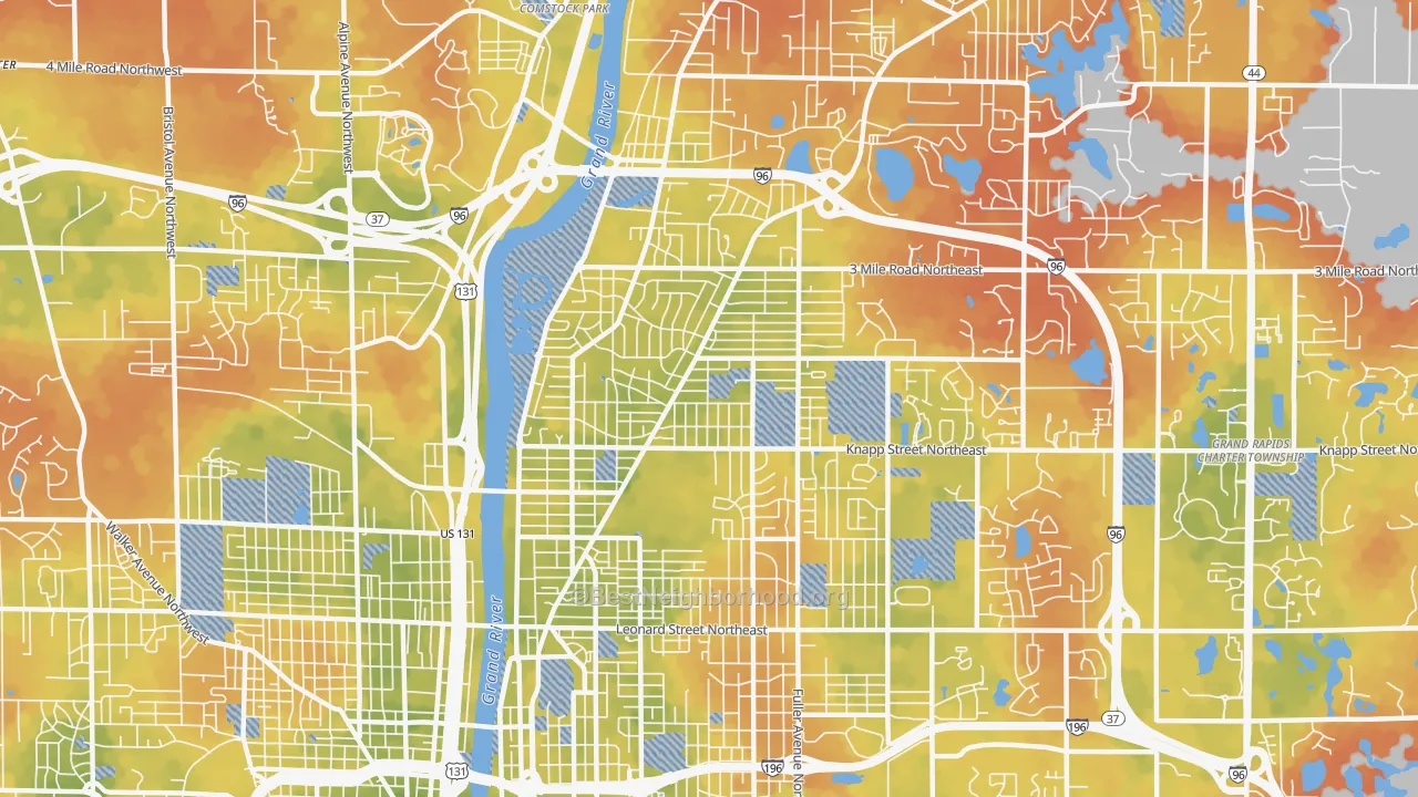 Bike Grade map of Creston, Grand Rapids, MI