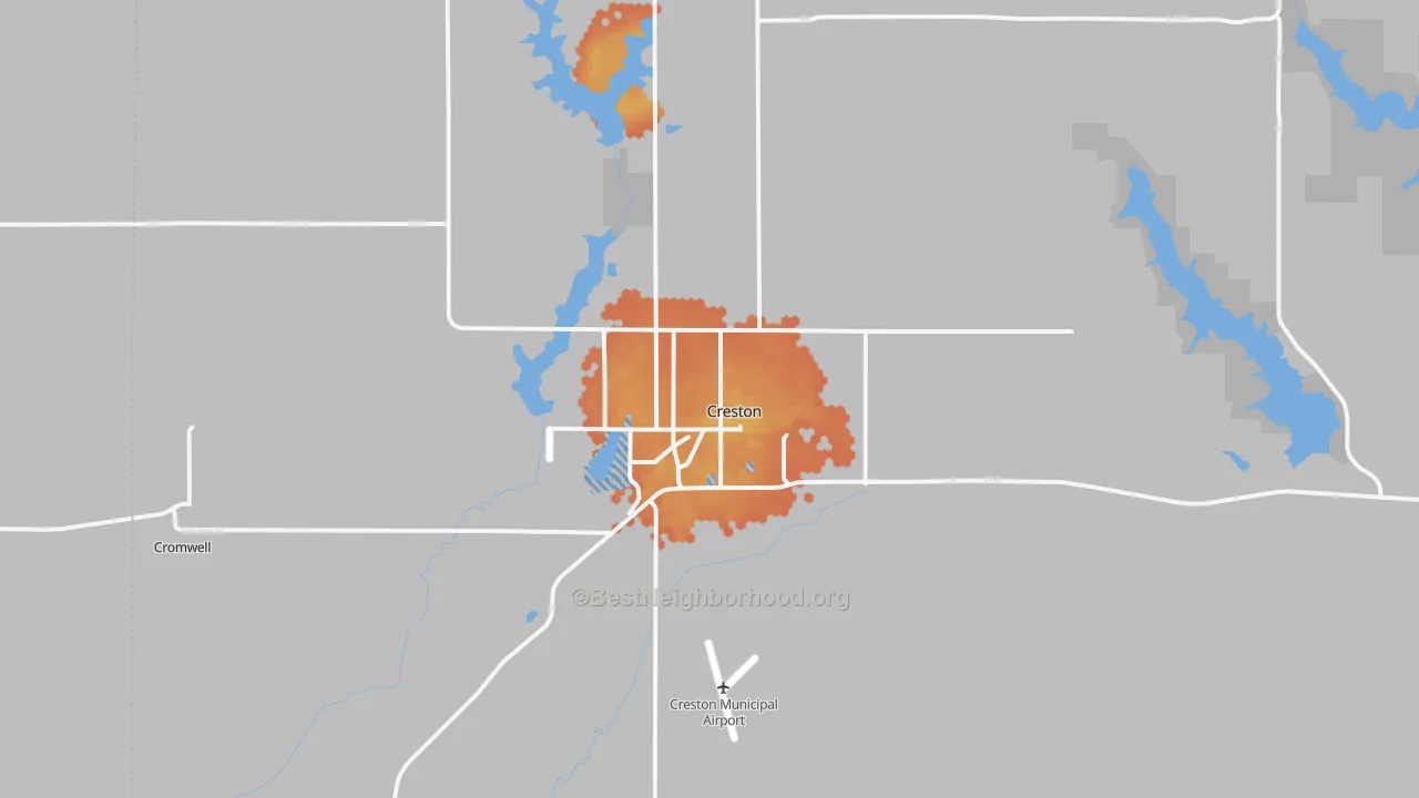 Bike Grade map of Creston, IA