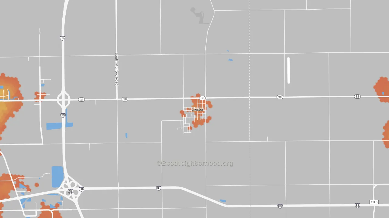 Bike Grade map of Creston, IL