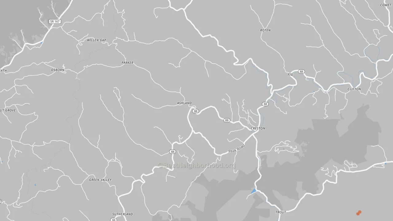 Bike Grade map of Creston, NC