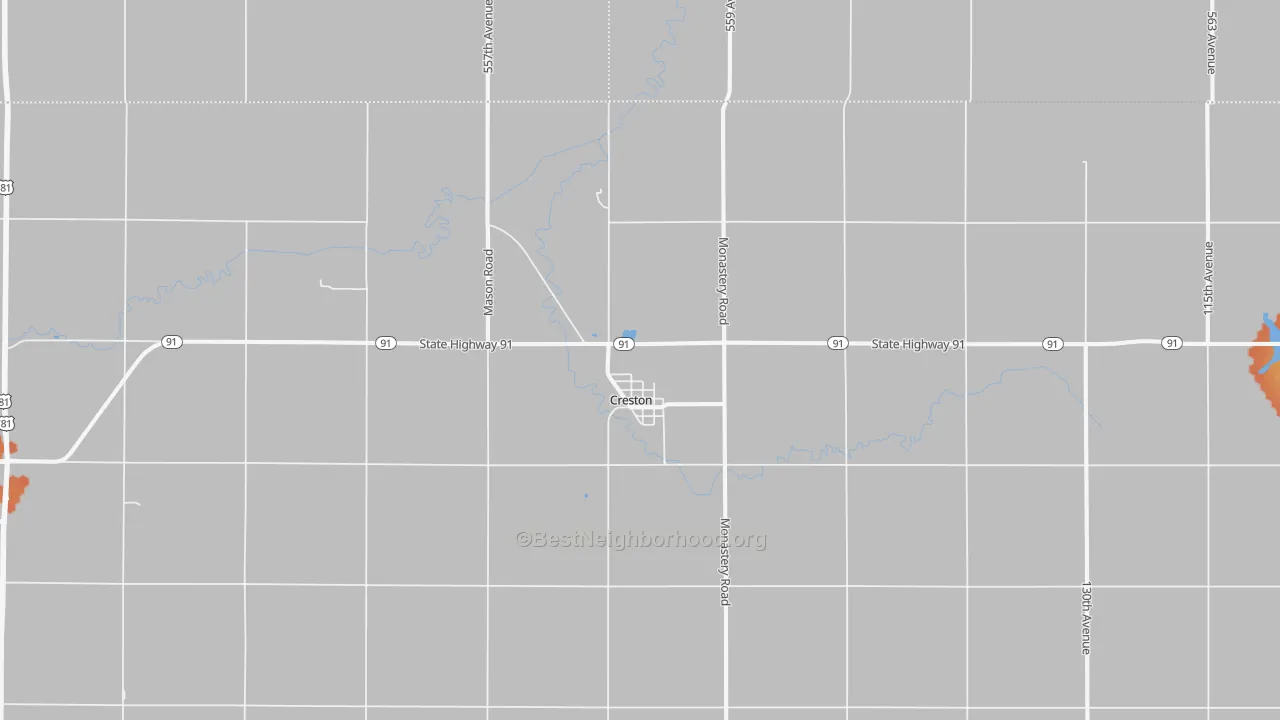 Bike Grade map of Creston, NE