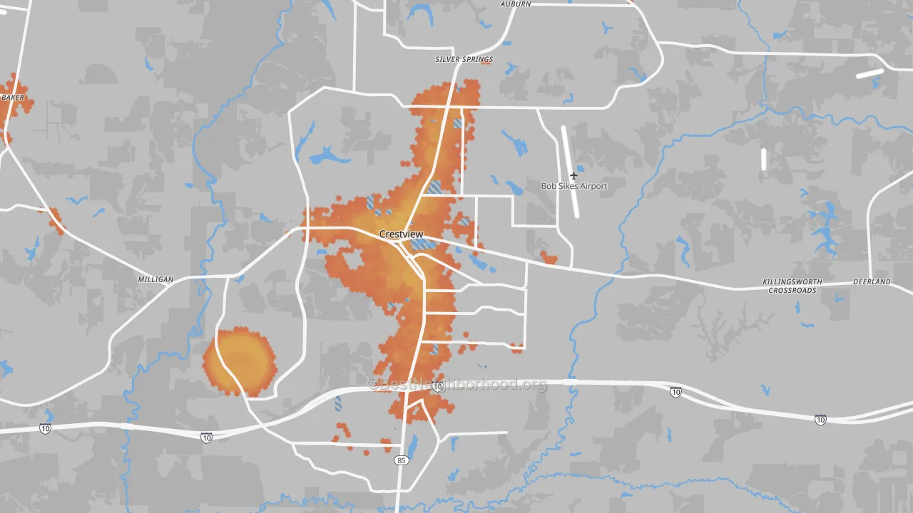Bike Grade map of Crestview, FL