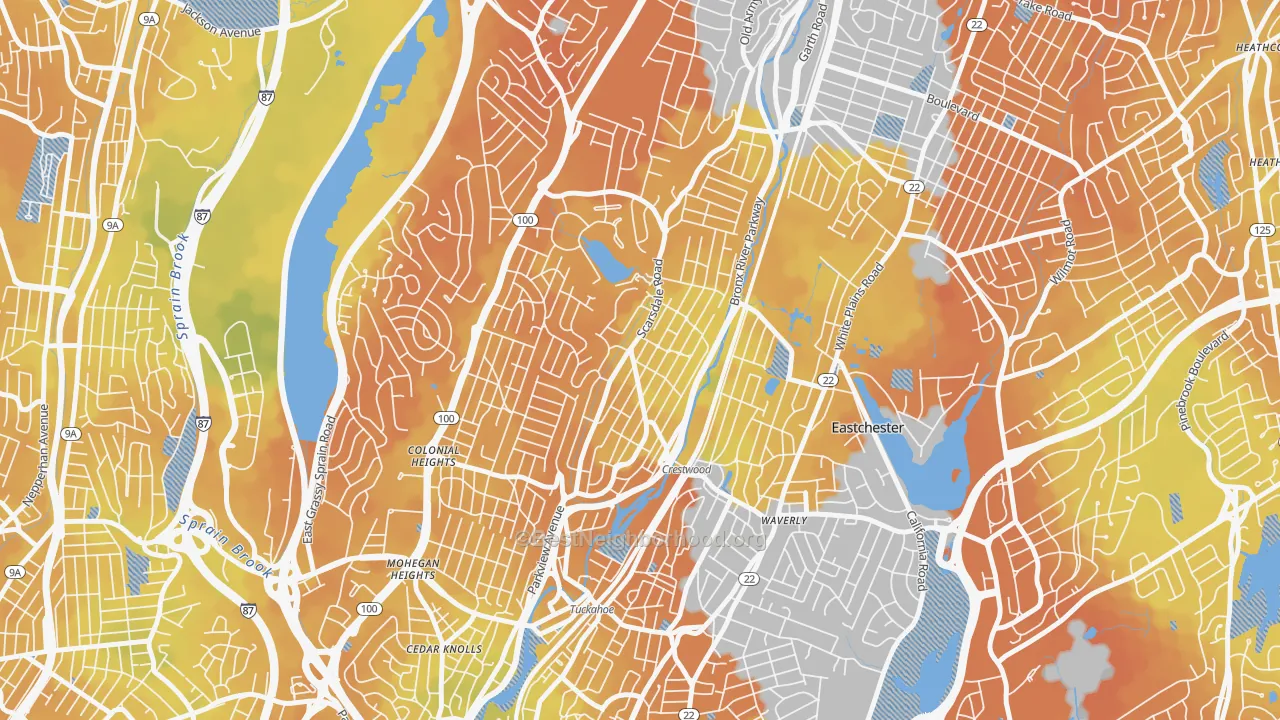 Bike Grade map of Crestwood, Tuckahoe, NY