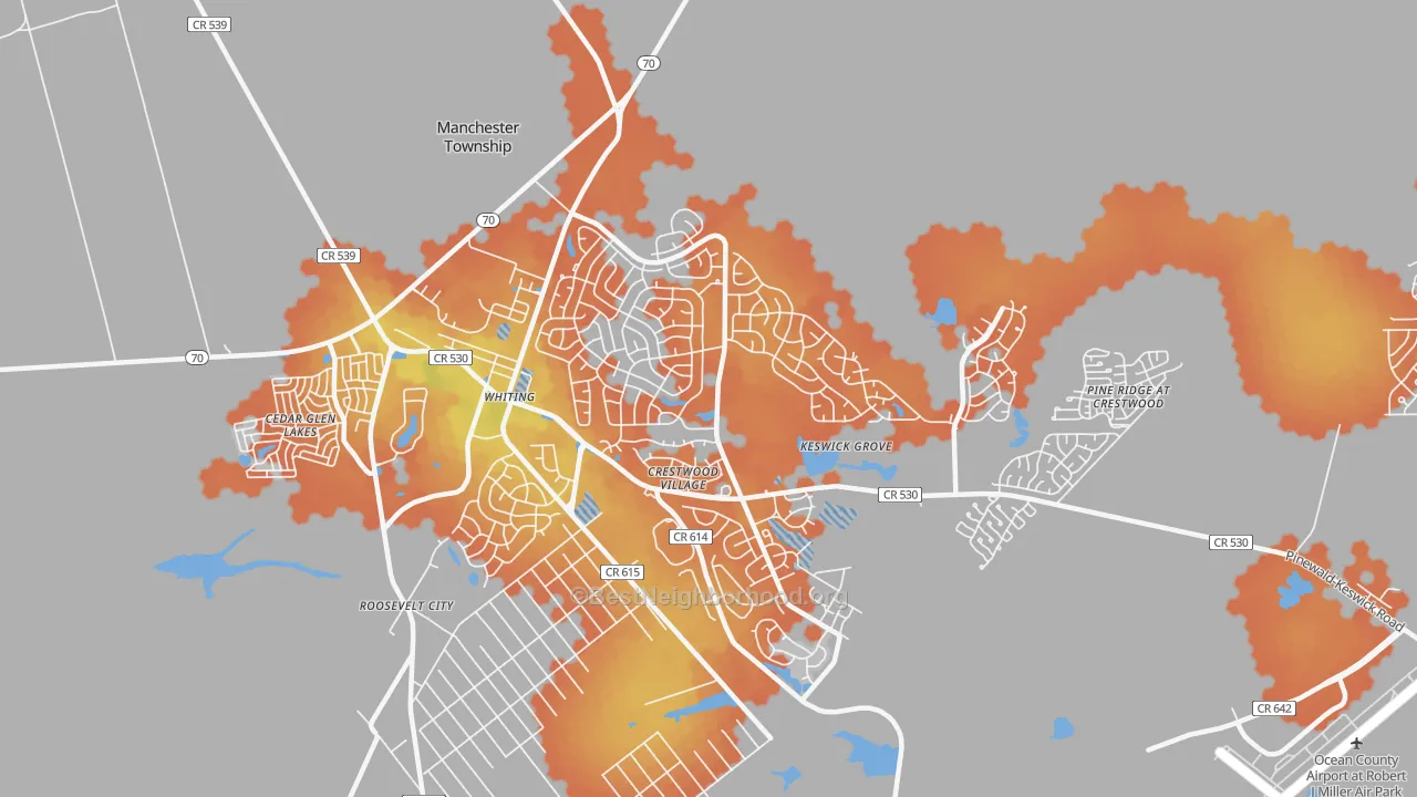 Bike Grade map of Crestwood Village, NJ