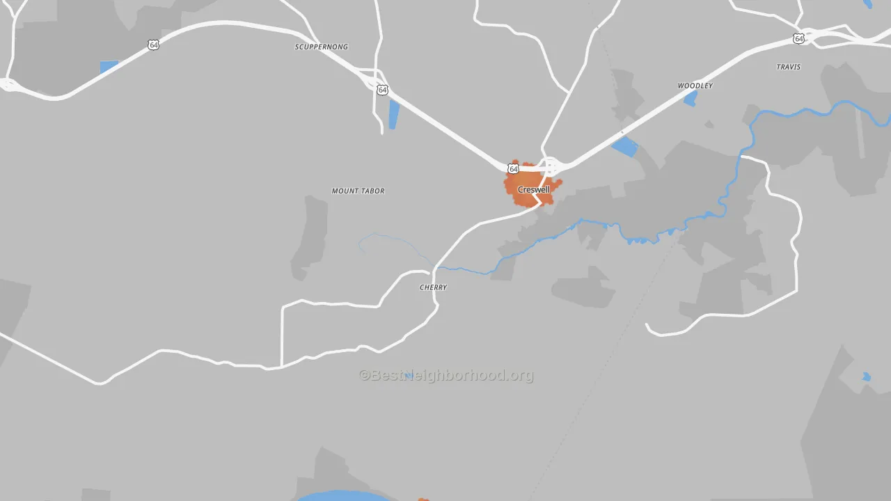 Bike Grade map of Creswell, NC