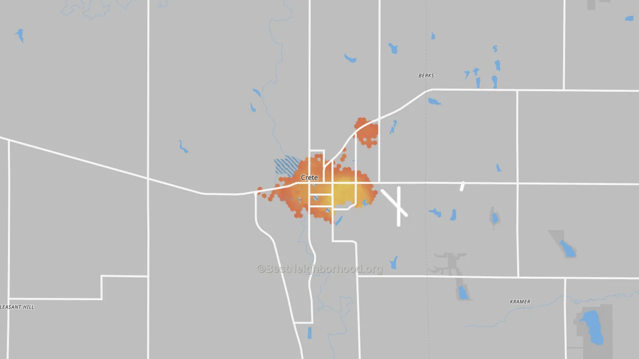 Bike Grade map of Crete, NE