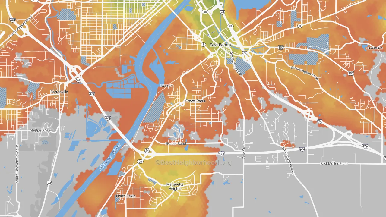 Bike Grade map of Creve Coeur, IL