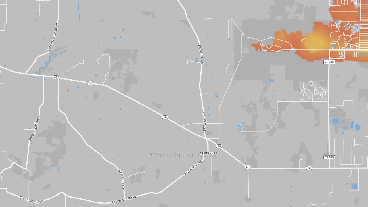 Bike Grade map of Crewsville, FL