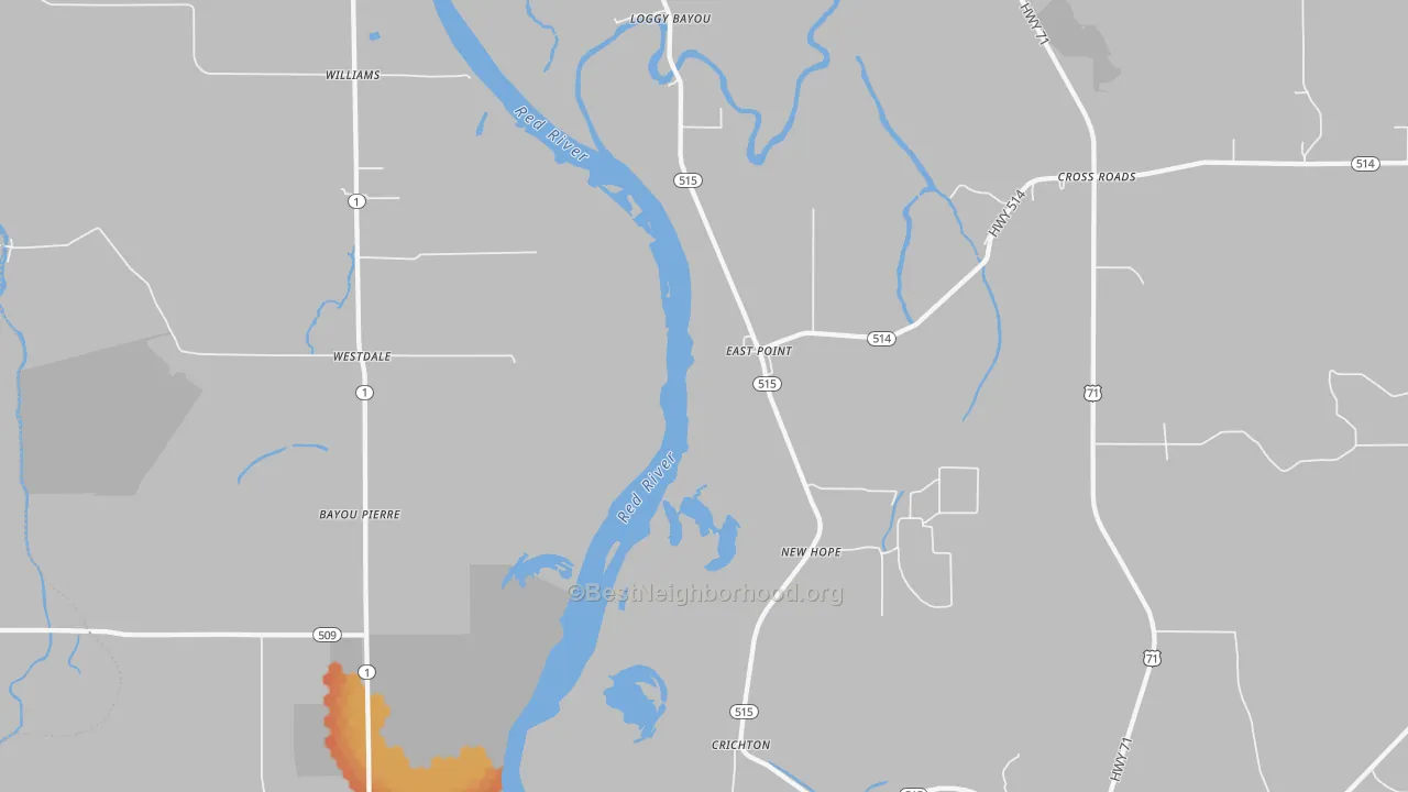 Bike Grade map of Crichton, LA