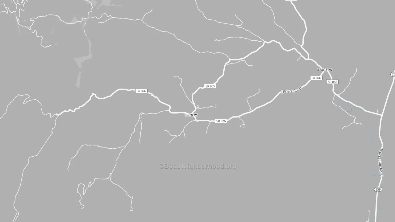 Bike Grade map of Criders, VA