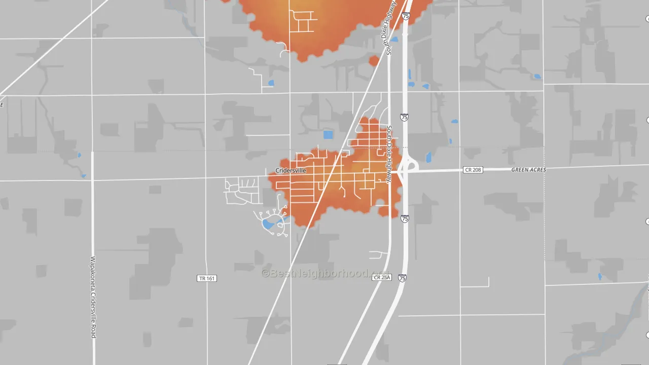 Bike Grade map of Cridersville, OH