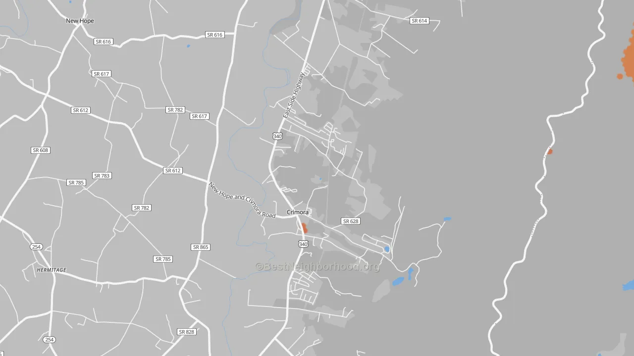 Bike Grade map of Crimora, VA